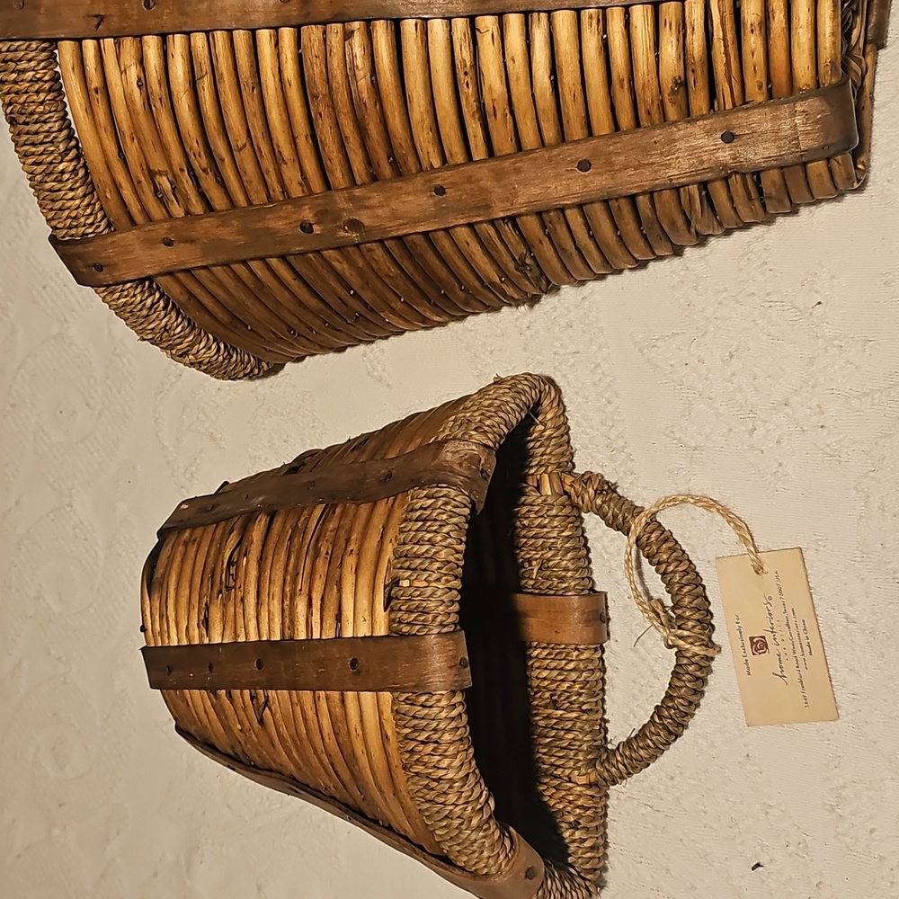 Home Interiors Pair of Rustic Brown Wicker Wall Baskets NWT never used - Picture 4 of 4